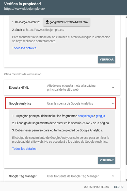 screenshot Google Search Console