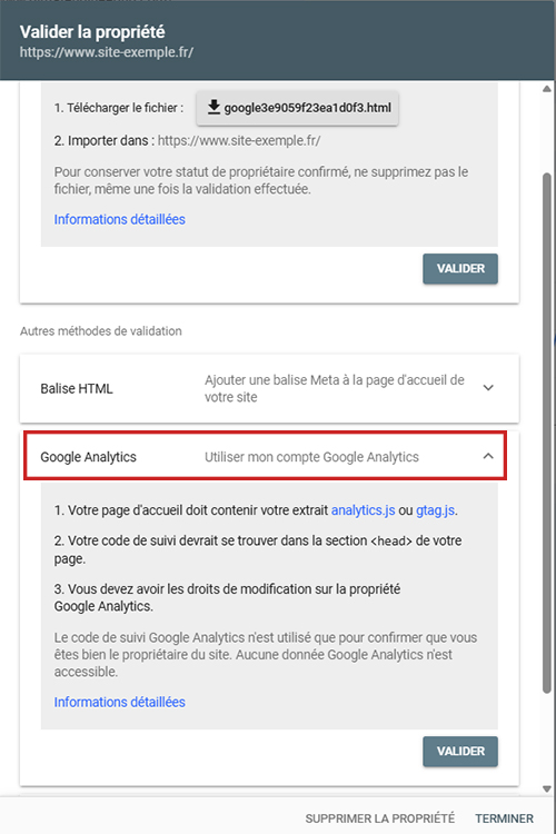 screenshot Google Search Console