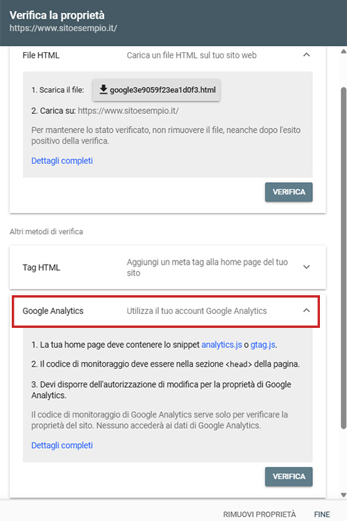 screenshot Google Search Console